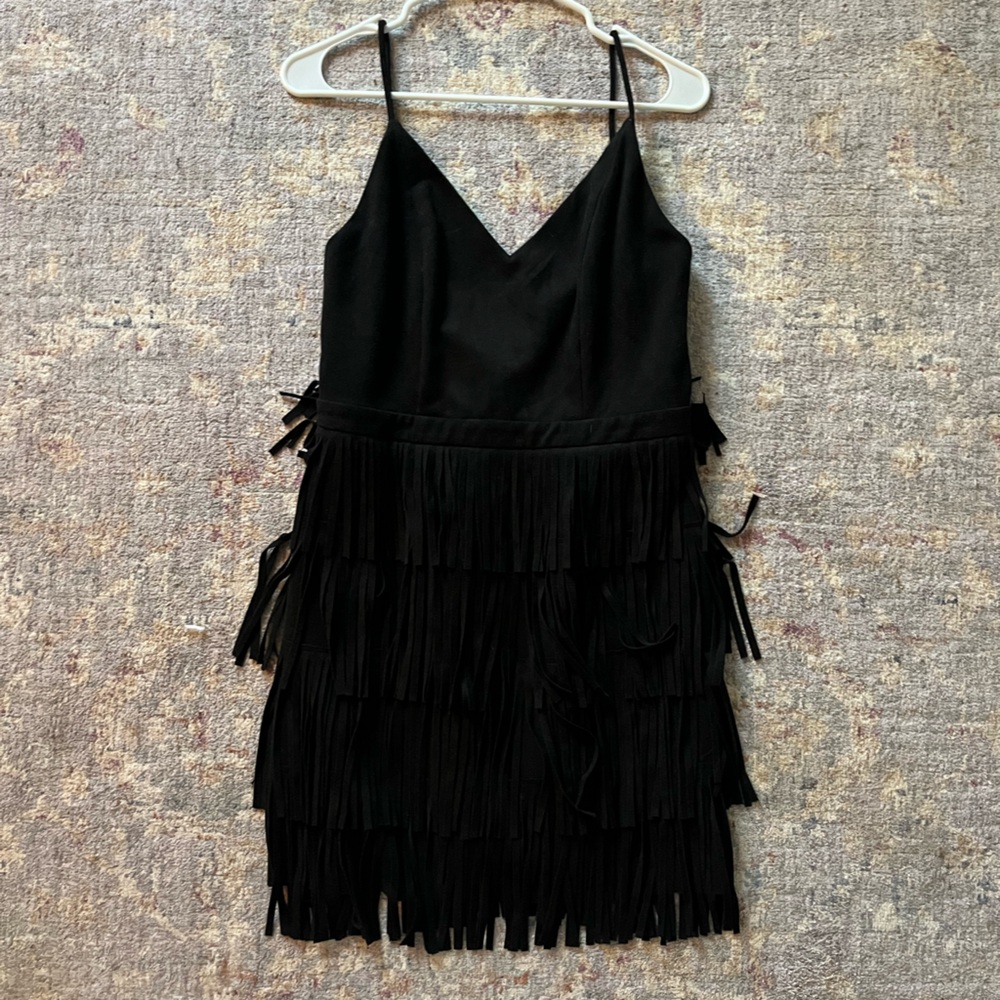 Black faux leather tassel dress. Impeccable pig brand. Worn once. Precious fit!